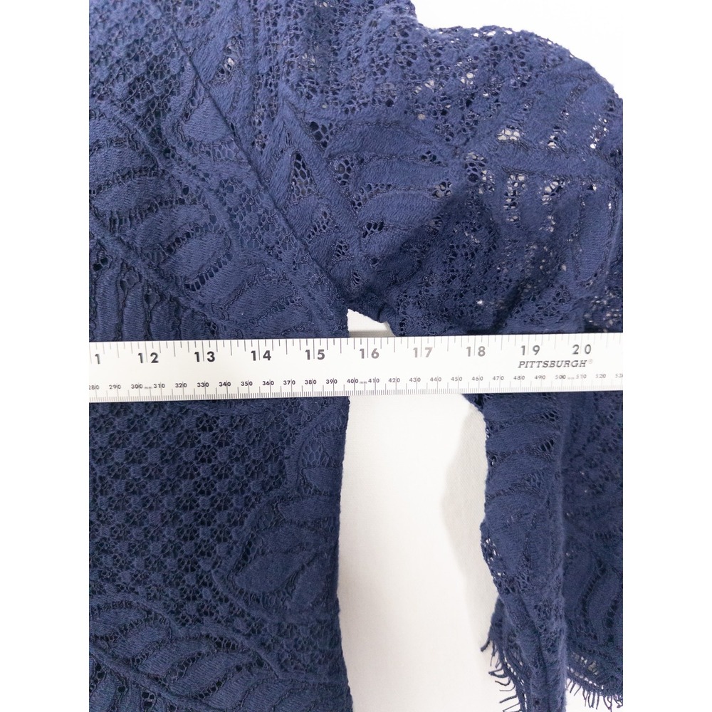 Lilly Pulitzer Dress Womens 2 Blue Lace Crochet Lined Knee Fringe Leaf - Picture 5 of 5